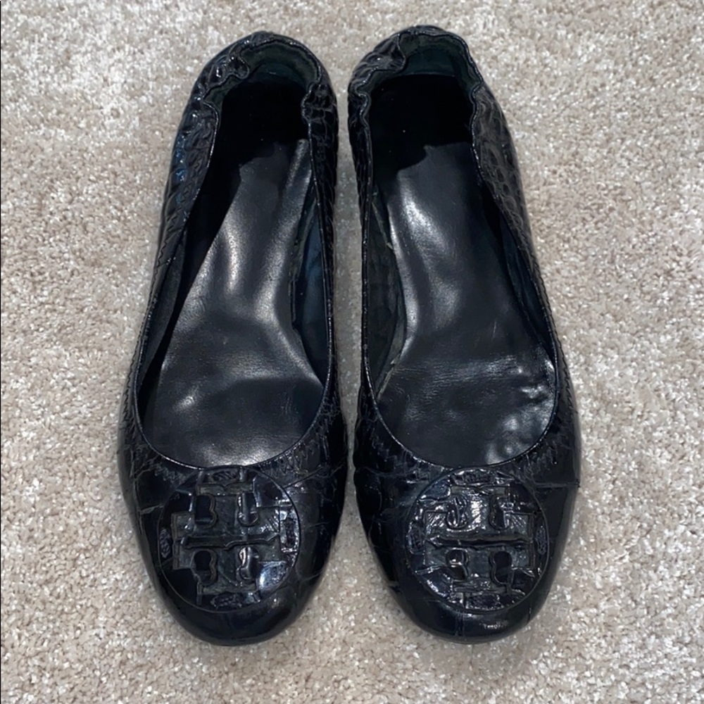 Tory Burch patent leather Reva croc flats